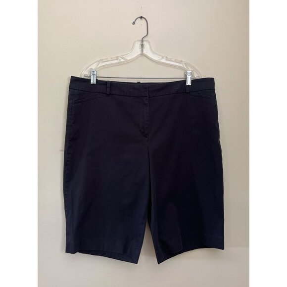 Talbots Pants - Talbots Womens Size 18 Black Bermuda Shorts Slit Pockets Cotton Blend